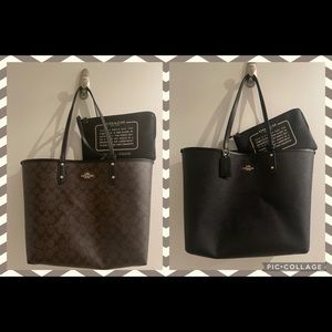 Coach Reversible City Tote With Pouch Black/Brown